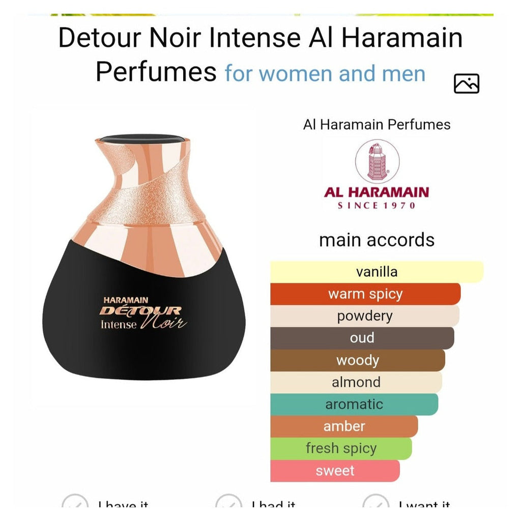 Al Haramain Detour Noir Intense edp 100ml - Perfume South Africa
