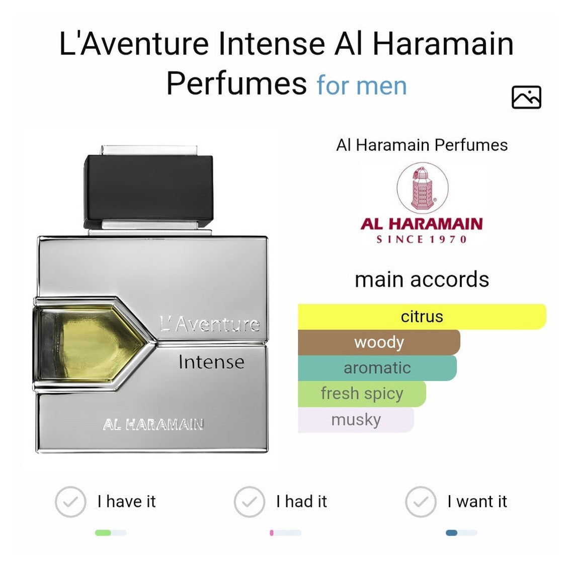 Al Haramain l'Aventure intense edp 100ml - Perfume South Africa