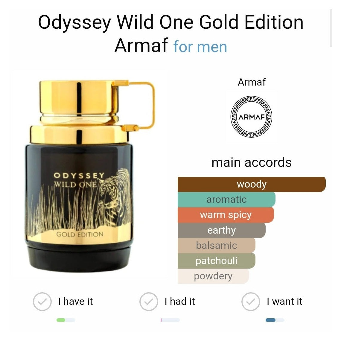 Odyssey Wild One Gold Edition Armaf 100ml - Perfume South Africa