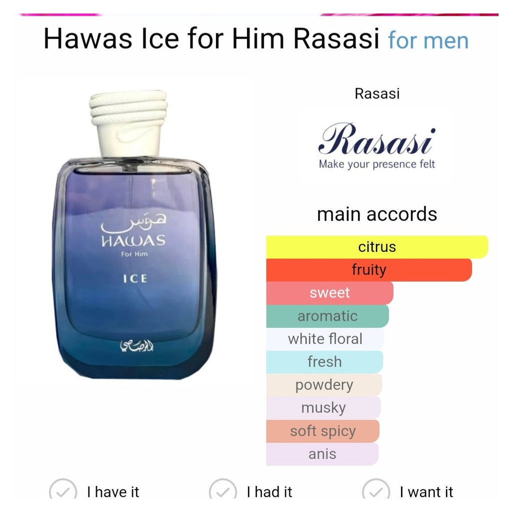 Rasasi Hawas Ice For Him 100ml - Perfume South Africa
